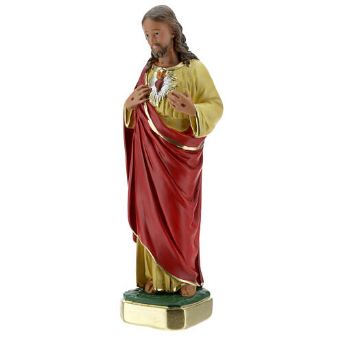 Estatua Sagrado Corazón Jesús 30 cm yeso pintada a mano Barsanti 3