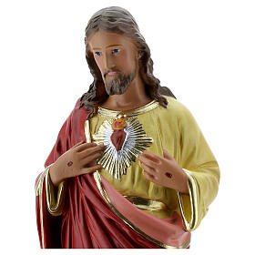 Sacré-Coeur de Jésus statue plâtre 40 cm peinte à la main Barsanti