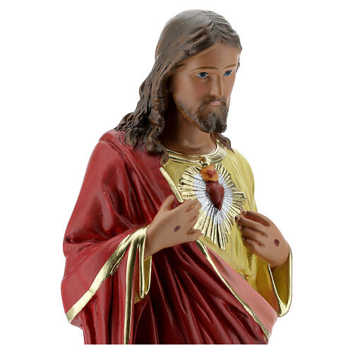 Sacré-Coeur de Jésus statue plâtre 40 cm peinte à la main Barsanti 4