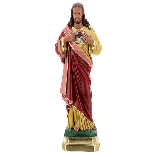 Sagrado Corazón Jesús manos en el pecho 50 cm estatua yeso Barsanti 1