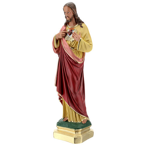 Sagrado Corazón Jesús manos en el pecho 50 cm estatua yeso Barsanti 3