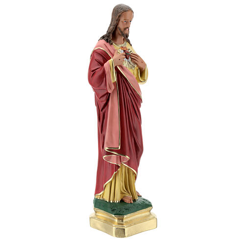Sagrado Corazón Jesús manos en el pecho 50 cm estatua yeso Barsanti 5