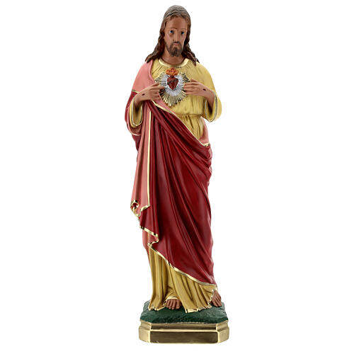 Sacred Heart of Jesus statue, 60 cm hand on chest plaster Barsanti 1