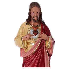 Sacred Heart of Jesus hand painted plaster statue Arte Barsanti 80 cm