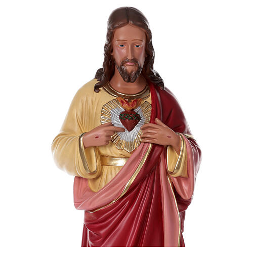 Sacred Heart of Jesus hand painted plaster statue Arte Barsanti 80 cm 2