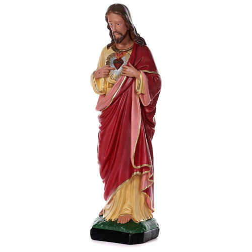 Sacred Heart of Jesus hand painted plaster statue Arte Barsanti 80 cm 3