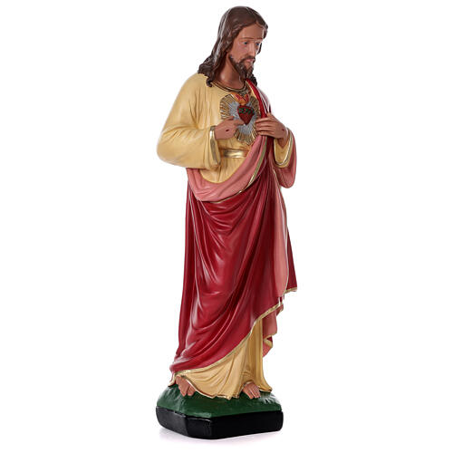 Sagrado Corazón Jesús pintado a mano 80 cm yeso Arte Barsanti 4