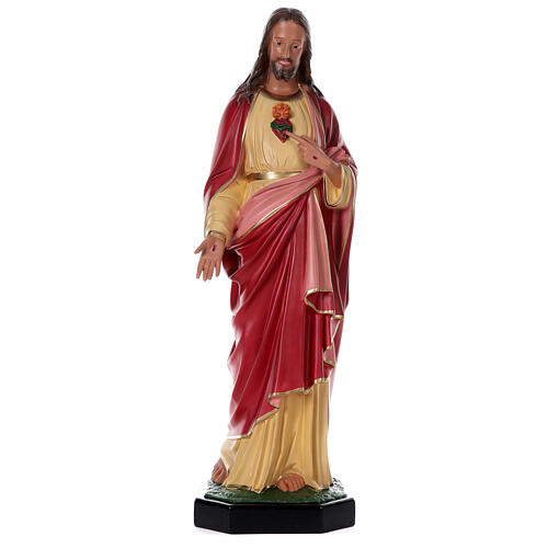 Statue Sacré-Coeur Jésus résine 80 cm peinte main Arte Barsanti 1