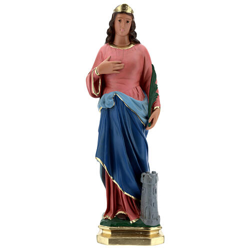 Sainte Barbe statue plâtre 60 cm peinte main Barsanti 1