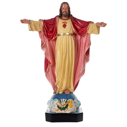 Statue Sacré-Coeur Jésus 80 cm résine peinte main Arte Barsanti 1