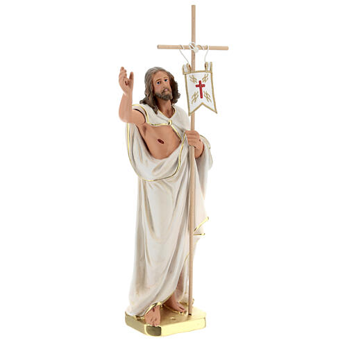 Jesús Resucitado cruz bandera estatua yeso 40 cm Arte Barsanti 4