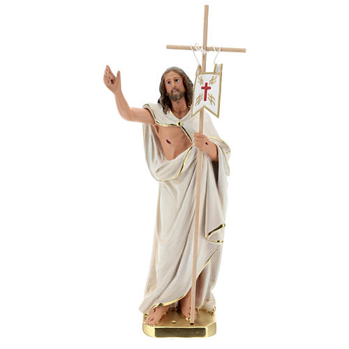 Jezus Zmartwychwstały krzyż flaga, figura gipsowa 40 cm Arte Barsanti 1