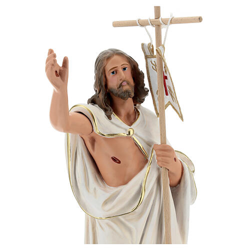 Jesus Cristo Ressuscitado com cruz e estandarte imagem gesso Arte Barsanti 40 cm 2