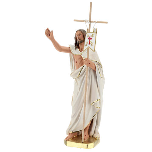 Jesus Cristo Ressuscitado com cruz e estandarte imagem gesso Arte Barsanti 40 cm 3