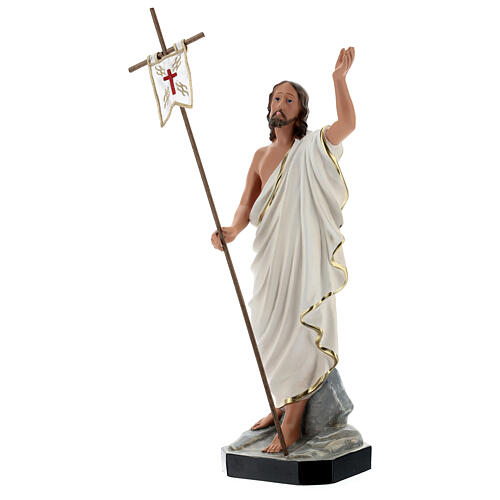 Estatua Jesús Resucitado cruz bandera 40 cm resina pintada Arte Barsanti 3