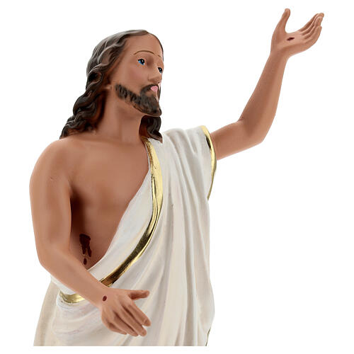 Estatua Jesús Resucitado cruz bandera 40 cm resina pintada Arte Barsanti 4