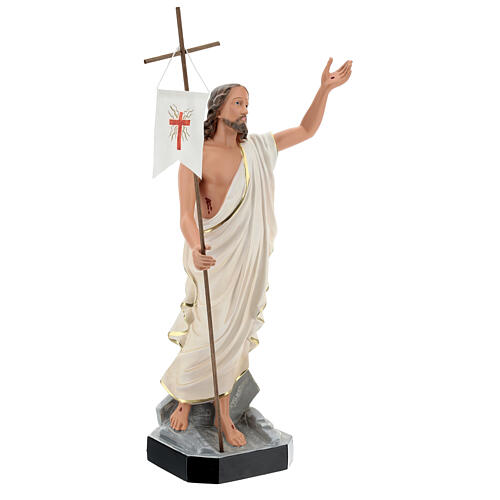 Jesus Cristo Ressuscitado com cruz e estandarte imagem resina pintada Arte Barsanti 50 cm 4