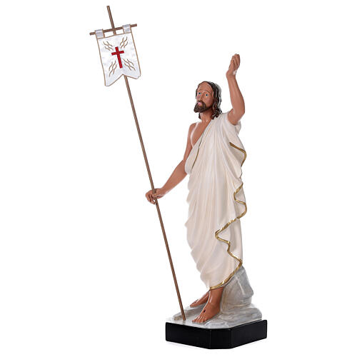 Christ Ressuscité croix drapeau 85 cm statue résine Arte Barsanti 3