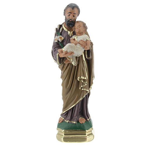 St Joseph with Child Jesus statue, 15 cm hand painted plaster Arte Barsanti 1