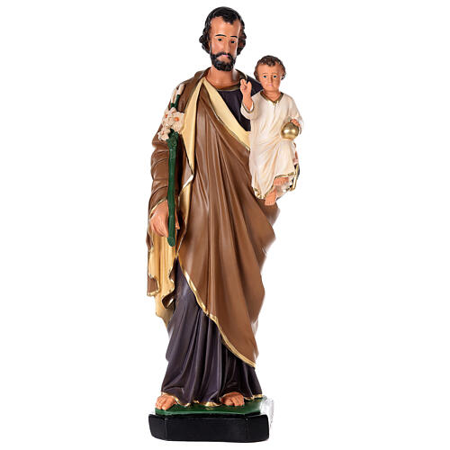 Statue von Sankt Joseph aus handbemaltem Gips von "Arte Bersanti", 80 cm 1