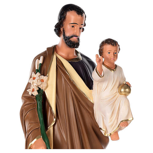 Statue von Sankt Joseph aus handbemaltem Gips von "Arte Bersanti", 80 cm 2