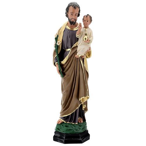 Statue of St Joseph and Child Jesus, 65 cm hand painted resin Arte Barsanti 1
