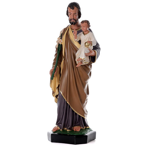 "Arte Barsanti" Statue aus handbemaltem Harz von Sankt Joseph mit Jesuskind, 85 cm 3