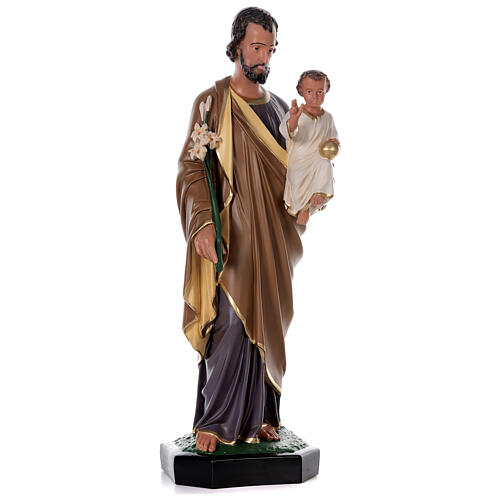 "Arte Barsanti" Statue aus handbemaltem Harz von Sankt Joseph mit Jesuskind, 85 cm 4