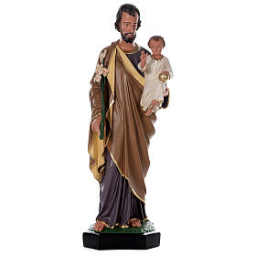 São José com Menino Jesus imagem resina pintada à mão 85 cm Arte Barsanti
