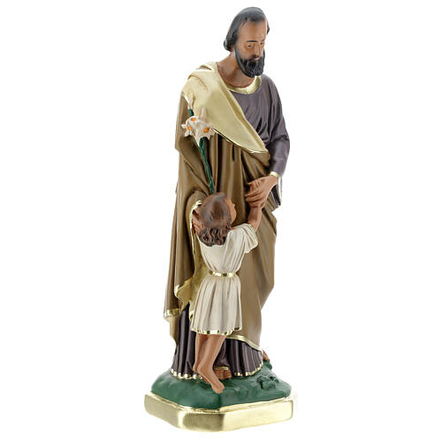 Saint Joseph avec Enfant Jésus statue plâtre 30 cm peinte main Barsanti 4
