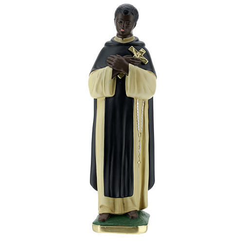 Santo Martin de Porres statue, 30 cm hand painted plaster Barsanti 1