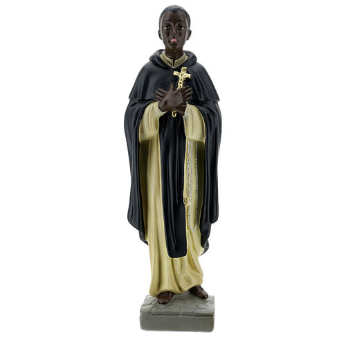 Saint Martin de Porrès statue plâtre 40 cm Arte Barsanti 1