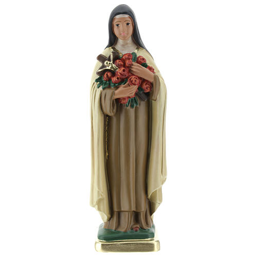 Statua Santa Teresa del Bambino Gesù gesso 20 cm dipinto Barsanti 1