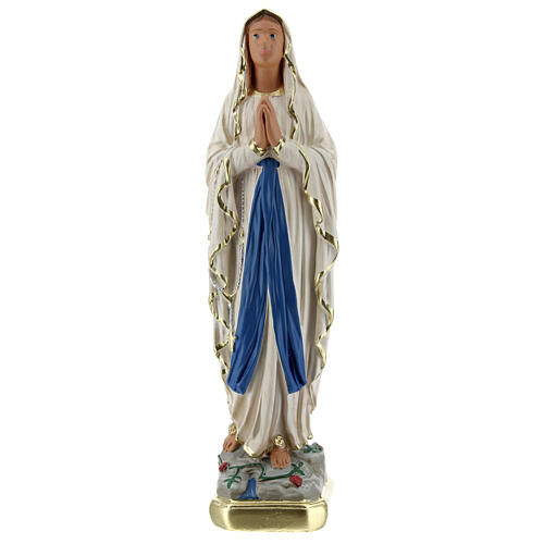Our Lady of Lourdes plaster statue, 20 cm hand painted Barsanti 1