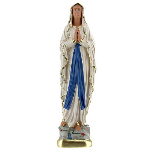 Notre-Dame de Lourdes statue plâtre 25 cm peinte main Barsanti 1