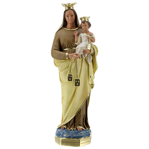 Notre-Dame du Mont-Carmel 40 cm statue plâtre peint main Barsanti 1