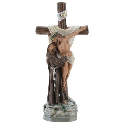 Statue of Apparition of Christ to St Francis of Assisi, 20 cm in plaster Barsanti 1