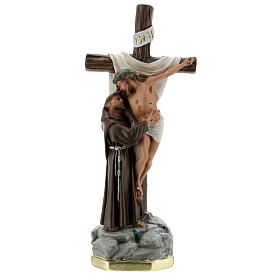Christ Apparition to St Francis of Assisi statue, 30 cm in plaster Barsanti