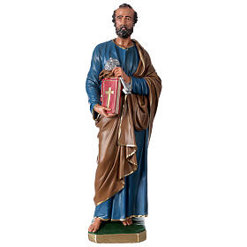 Saint Peter plaster statue 24 in hand-painted brass Arte Barsanti