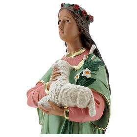 Sainte Agnès statue plâtre 40 cm peinte main Arte Barsanti