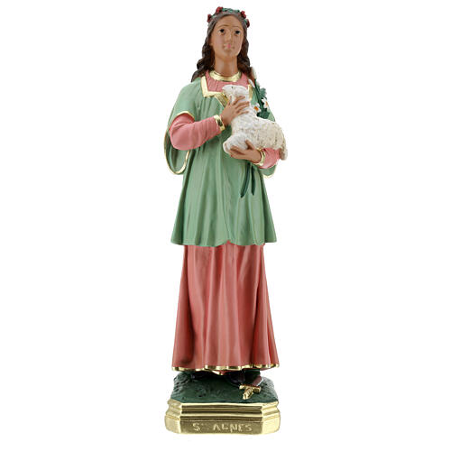 Sainte Agnès statue plâtre 40 cm peinte main Arte Barsanti 1