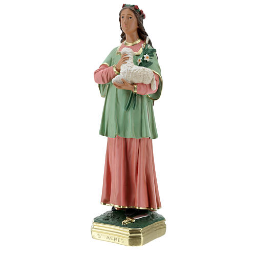 Sainte Agnès statue plâtre 40 cm peinte main Arte Barsanti 3