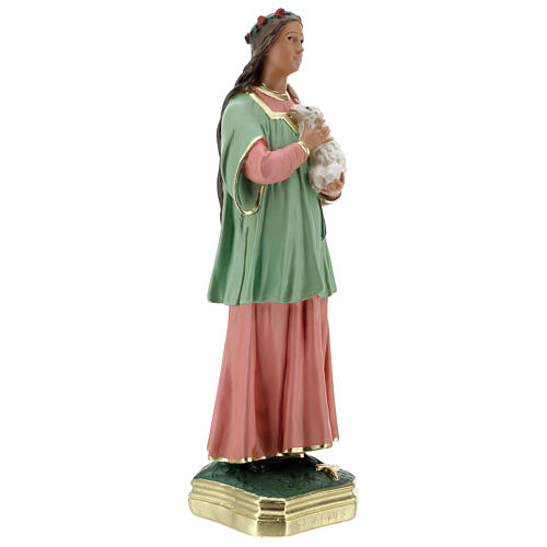 Sainte Agnès statue plâtre 40 cm peinte main Arte Barsanti 5