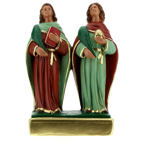 Kosmas und Damian, Statue aus Gips, 20 cm, Arte Barsanti 1