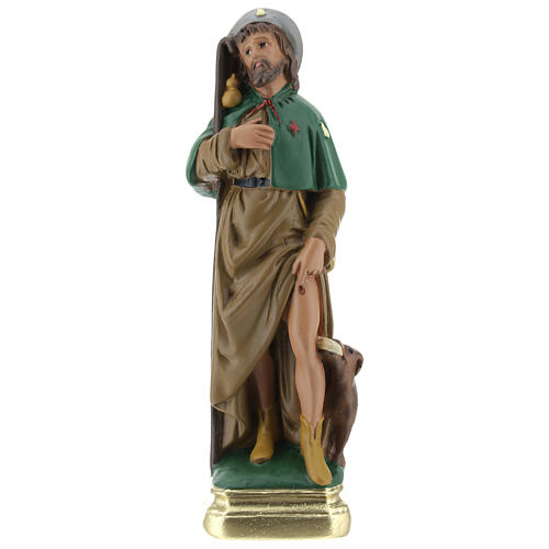 Saint Roch plâtre statue 20 cm peinte main Arte Barsanti 1