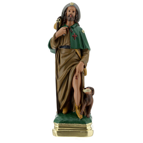 Statua San Rocco 30 cm gesso dipinto a mano Arte Barsanti 1