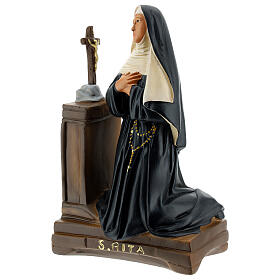 St. Rita Cascia kneeling hand painted plaster statue Arte Barsanti 22x14 cm