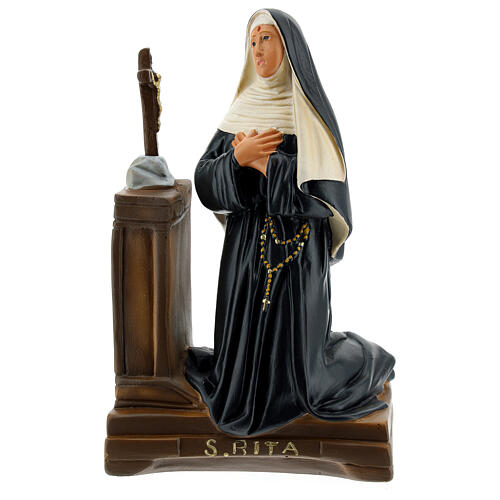 St. Rita Cascia kneeling hand painted plaster statue Arte Barsanti 22x14 cm 1