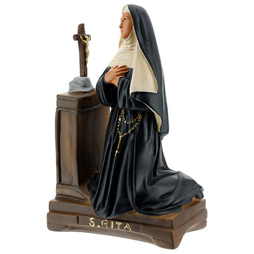 St. Rita Cascia kneeling hand painted plaster statue Arte Barsanti 22x14 cm 2