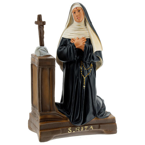 Saint Rita of Cascia on her knees 9x5 1/2 in plaster statue Arte Barsanti 3